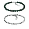 Stainless Steel and Green Agate Bracelet Gift Set