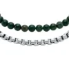 Stainless Steel and Green Agate Bracelet Gift Set