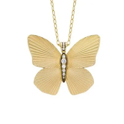 Sutton Butterfly Collection Gold-Tone Stainless Steel Pendant Necklace Sutton Butterfly Collection Gold-Tone Stainless Steel Pendant Necklace