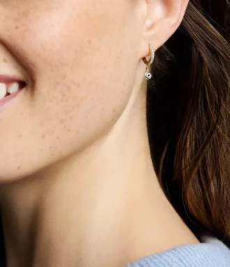 Sutton Evil Eye Brass Hoop Earrings