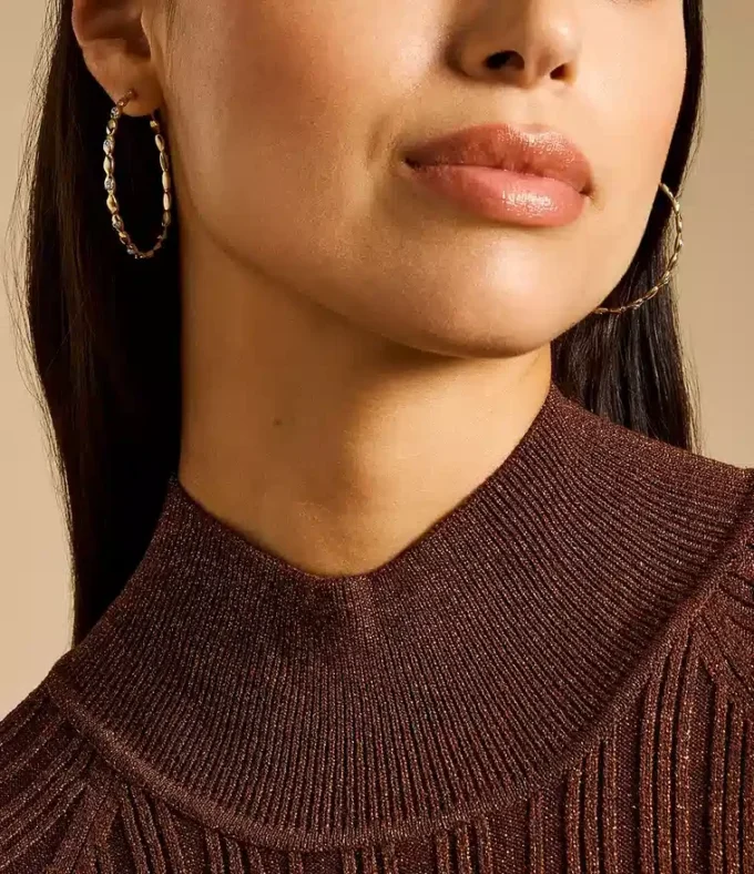Sutton Evil Eye Gold-Tone Stainless Steel Hoop Earrings