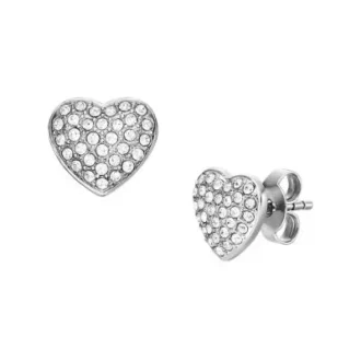 Sutton Glitz Heart Stainless Steel Stud Earrings