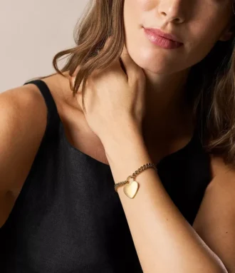 Sutton Gold-Tone Stainless Steel Heart Bracelet