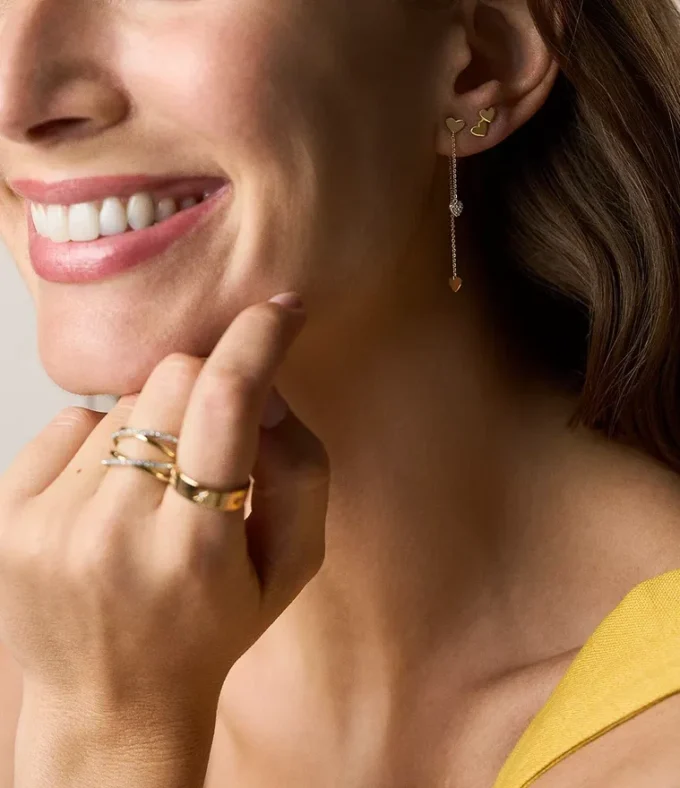 Sutton Heartbeat Gold-Tone Brass Front to Back Earrings