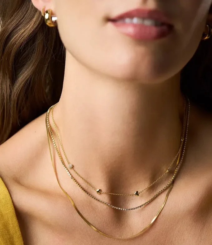 Sutton Heartbeat Gold-Tone Brass Station Necklace