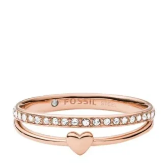 Sutton Hearts To You Rose Gold-Tone Stainless Steel Band Ring