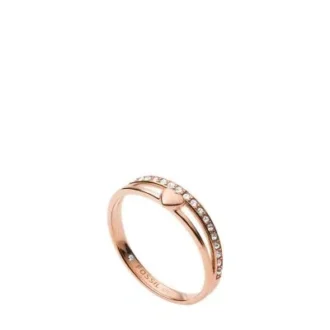 Sutton Hearts To You Rose Gold-Tone Stainless Steel Band Ring