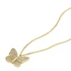 Sutton Pavé Butterfly Gold-Tone Stainless Steel Pendant Necklace