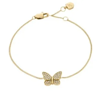 Sutton Pavé Butterfly Gold-Tone Stainless Steel Station Bracelet