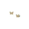 Sutton Pavé Butterfly Gold-Tone Stainless Steel Stud Earrings