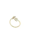 Sutton Radiant Love Gold-Tone Stainless Steel Mother-of-Pearl Heart Toi Et Moi Ring