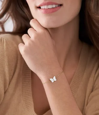 Sutton Radiant Wings White Mother-of-Pearl Butterfly Chain Bracelet
