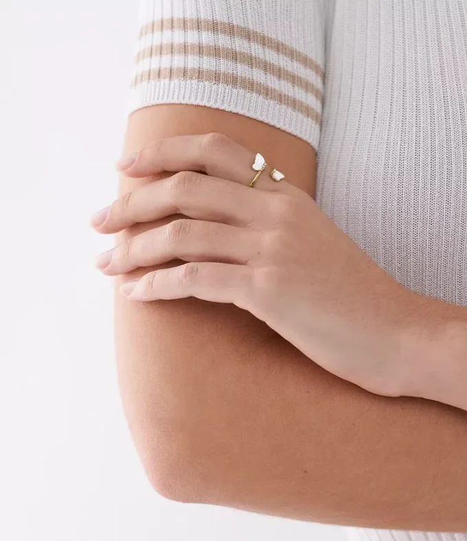 Sutton Radiant Wings White Mother-of-Pearl Butterfly Ring