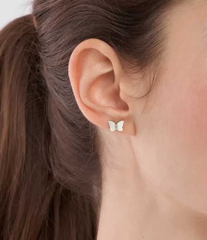 Sutton Radiant Wings White Mother-of-Pearl Stud Butterfly Earrings