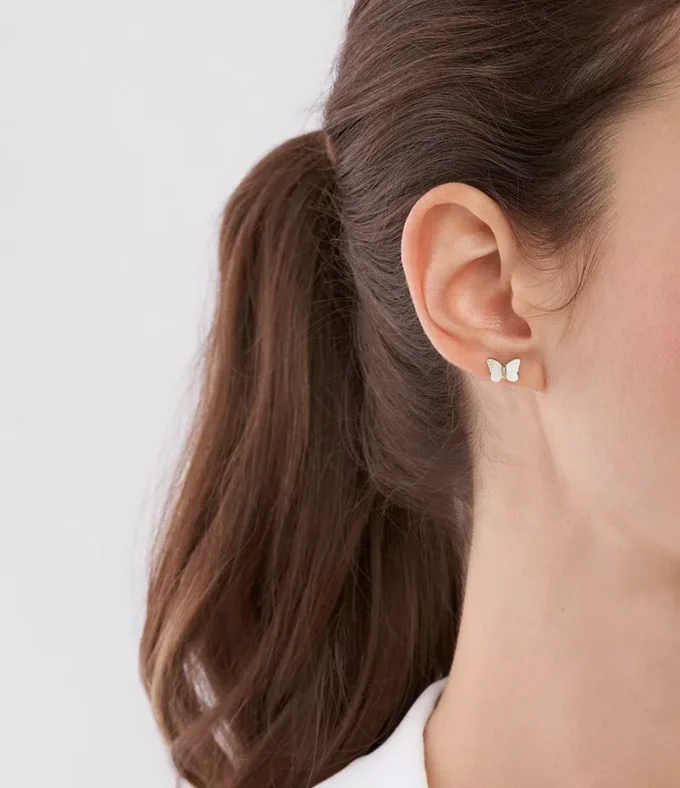 Sutton Radiant Wings White Mother-of-Pearl Stud Butterfly Earrings