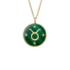 Taurus Sutton Zodiac Gold-Tone Stainless Steel Green Malachite Pendant Necklace