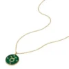 Taurus Sutton Zodiac Gold-Tone Stainless Steel Green Malachite Pendant Necklace