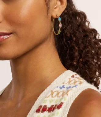 The Good Luck Collection Gold-Tone Stainless Steel Hoop Earrings