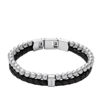 Townsman Beads Black Leather Multi-Strand Bracelet