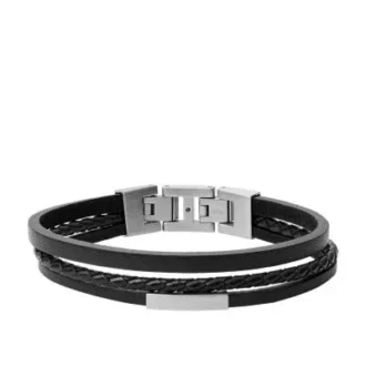 Townsman Black Multi-Strand Leather Bracelet