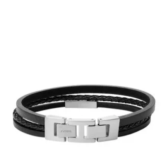Townsman Black Multi-Strand Leather Bracelet