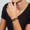 Townsman Black Multi-Strand Leather Bracelet