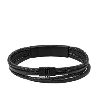 Townsman Multi-Strand Black Leather Bracelet