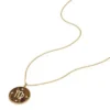 Virgo Sutton Zodiac Gold-Tone Stainless Steel Tiger’s Eye Pendant Necklace