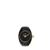 Watch Ring Two-Hand Pavé Black Stainless Steel Watch