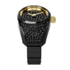 Watch Ring Two-Hand Pavé Black Stainless Steel Watch