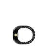Watch Ring Two-Hand Pavé Black Stainless Steel Watch