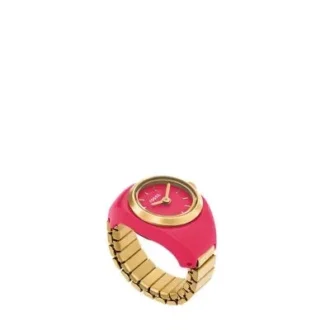 Watch Ring Two-Hand Pink Stainless Steel